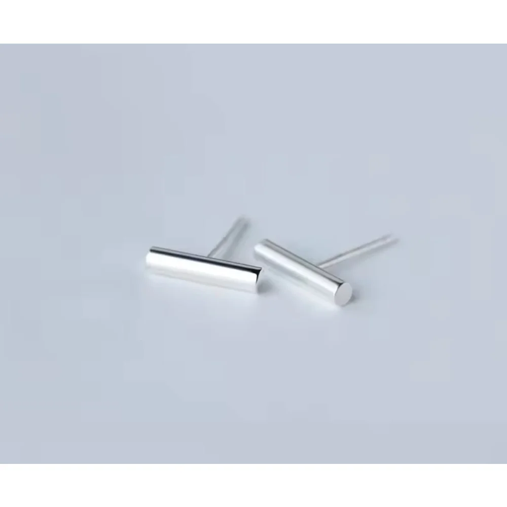 Unisex/Men’s Fine 925 Sterling Silver Rhodium Staple Stud‎ Earrings